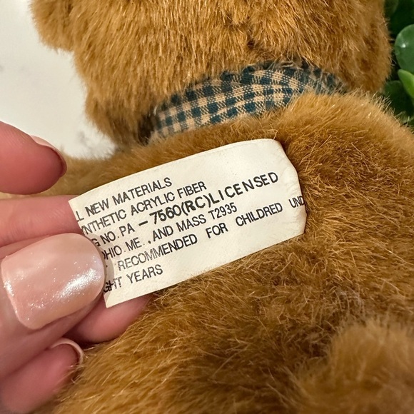 Vintage Oriental  Trading Company Plush Porcelain Baby Doll Bear 9" Surprise Bow - Picture 6 of 8